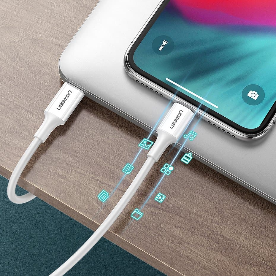 Ugreen USB-C / Lightning MFi PD kabel 20W 480Mb/s 1m, bel 8