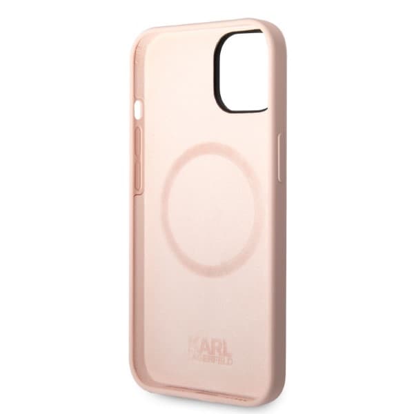 Karl Lagerfeld etui za iPhone 14 Plus, Silicone Ikonik, roza, MagSafe 7