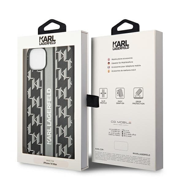 Karl Lagerfeld ovitek za iPhone 14 Plus (6,7") Monogram Stripe, siv 8
