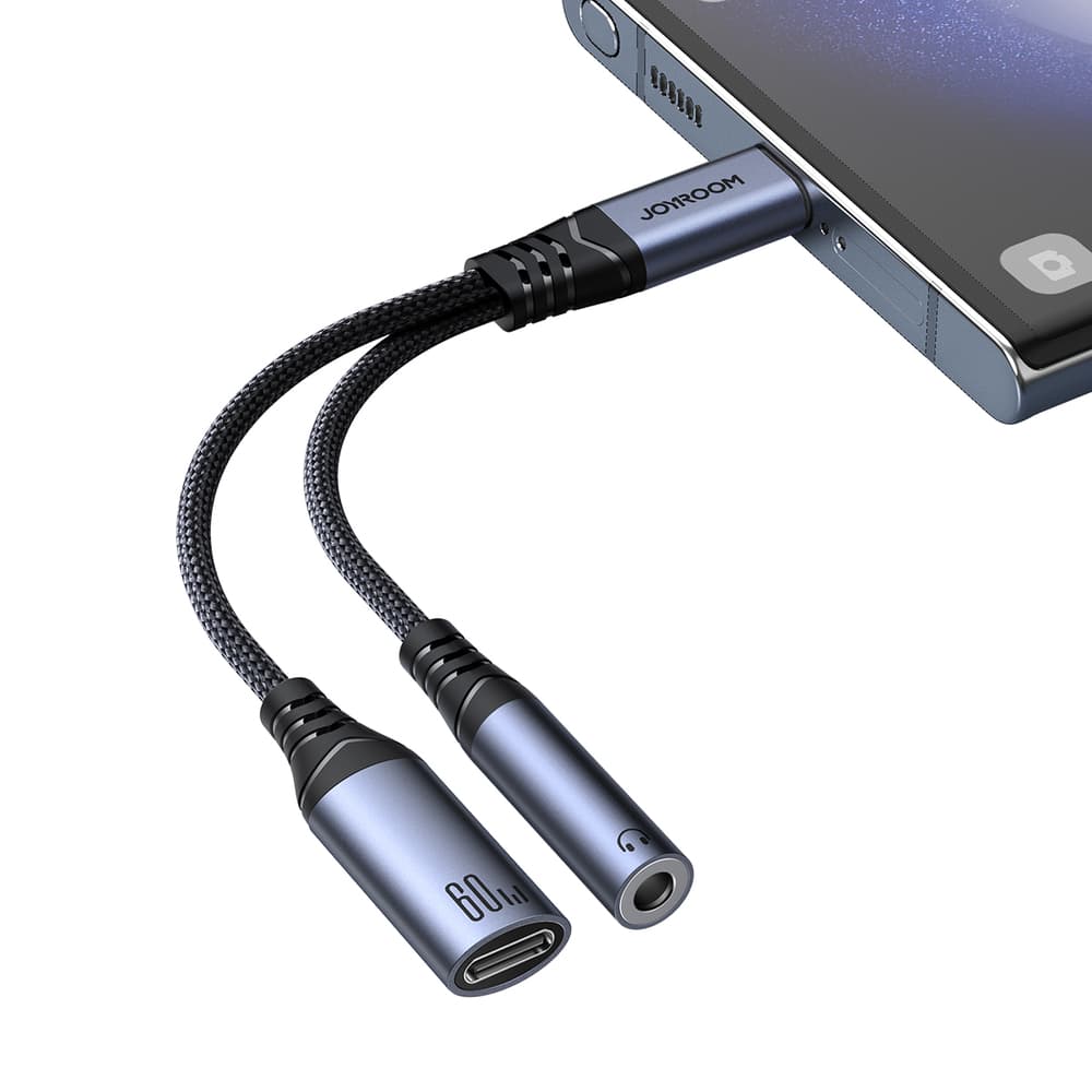 Joyroom SY-C02 USB-C na USB-C / 3.5 mm jack DAC adapter 2v1 - črn 2