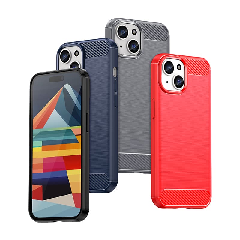 Prožen ovitek za iPhone 15 Hurtel Carbon Case - moder 7