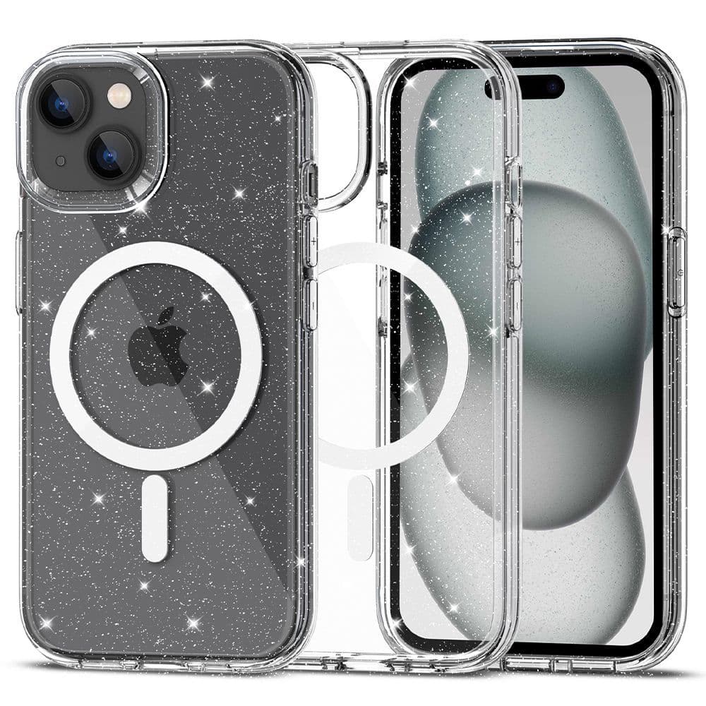 Ovitek Tech-Protect FlexAir Hybrid MagSafe za iPhone 15 - prozoren bleščice