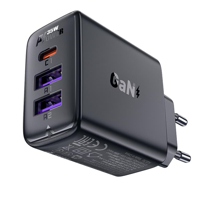 Acefast A57 PD 35W GaN polnilnik, 2x USB-A + USB-C, 3 vrata - črna 2