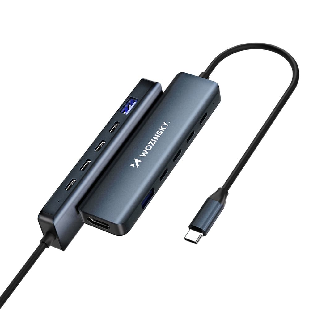 Wozinsky WHBC10Y4S USB-C 6-v-1 Hub, aluminij, 25 cm kabel - Siva 3