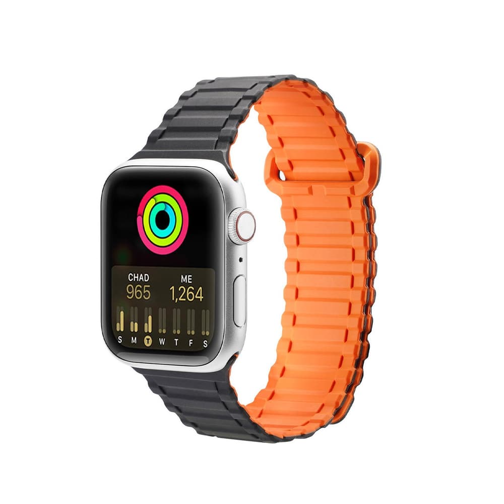 Dux Ducis Strap (Armor) magnetni pašček za Apple Watch 1-3 (41-38 mm), silikon, črno-oranžen