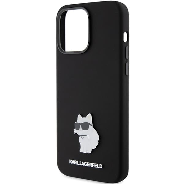 Karl Lagerfeld ovitek Silicone Choupette Metal Pin za iPhone 15 Pro Max - črna 6