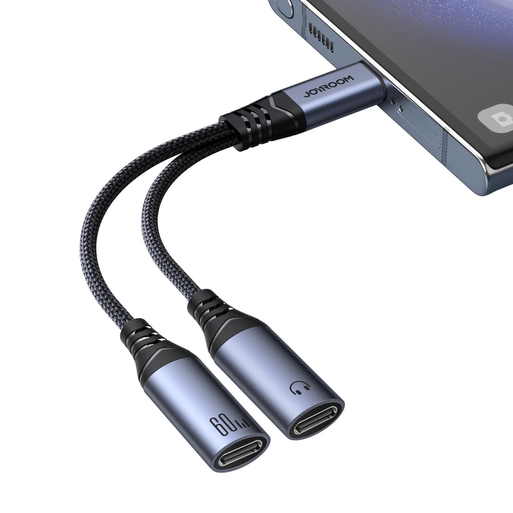 Joyroom SY-C03 USB-C v 2x USB-C 2v1 DAC adapter - črna 8