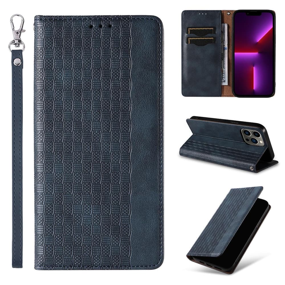 Hurtel Magnet Strap ovitek z denarnico in oporo za iPhone 14 Pro Max, modra 3
