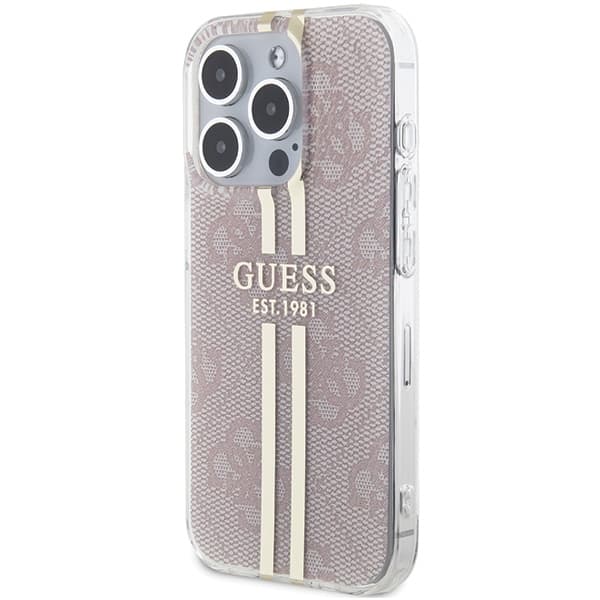 Ovitek Guess IML 4G Gold Stripe za iPhone 14 Pro Max - roza 2
