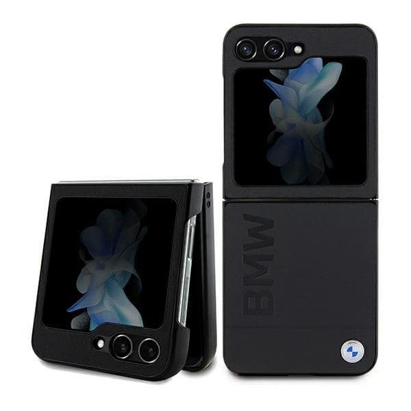 BMW etui z vročim tiskom iz usnja za Samsung Galaxy Z Flip 5 - črno