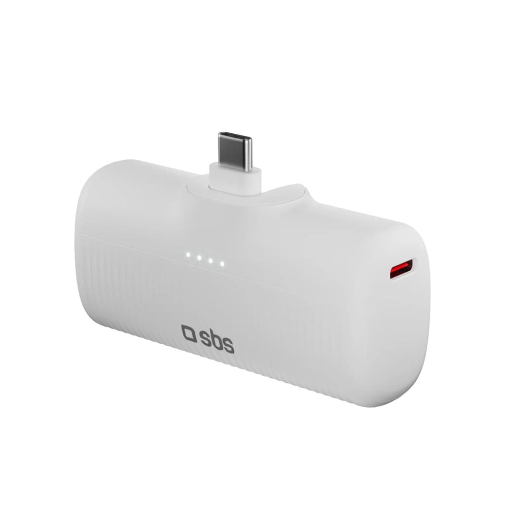 Prenosni polnilnik SBS EcoPower 5000 mAh 10W, vgrajen USB-C, bel