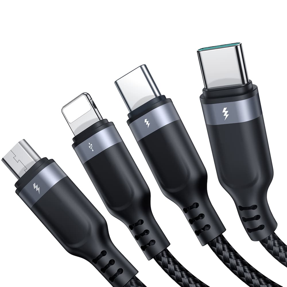 Joyroom 4v1 USB-A kabel (USB-C, USB-C, Lightning, Micro USB) 1.2m - črn 3
