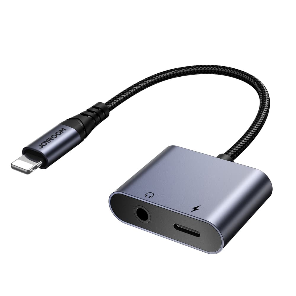 Joyroom SY-L01 Lightning na 3.5 mm jack DAC adapter 2v1 - črn