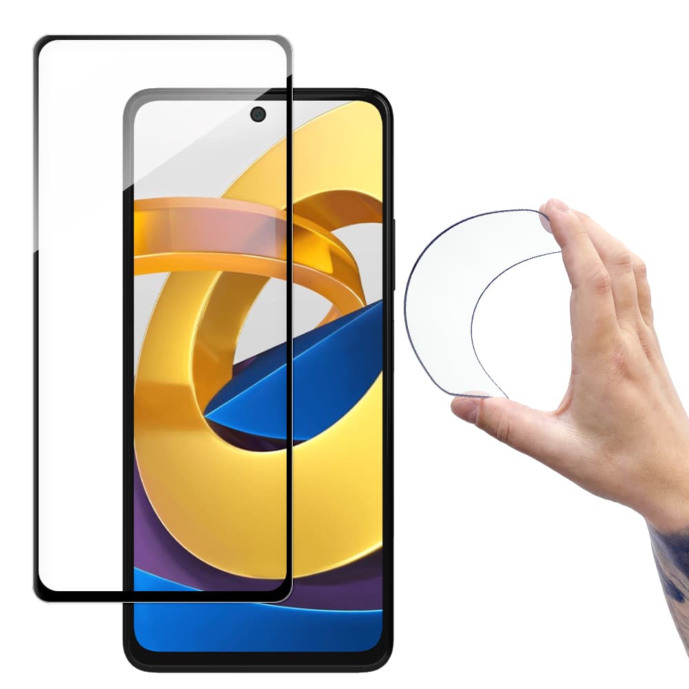 Wozinsky Full Cover Flexi Nano steklena folija s črnim okvirjem za Xiaomi Poco M4 Pro 5G