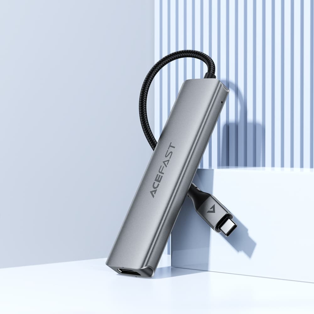 Acefast J16 USB-C Hub 5-v-1, HDMI 4K 60Hz, PD 90W, siva 8