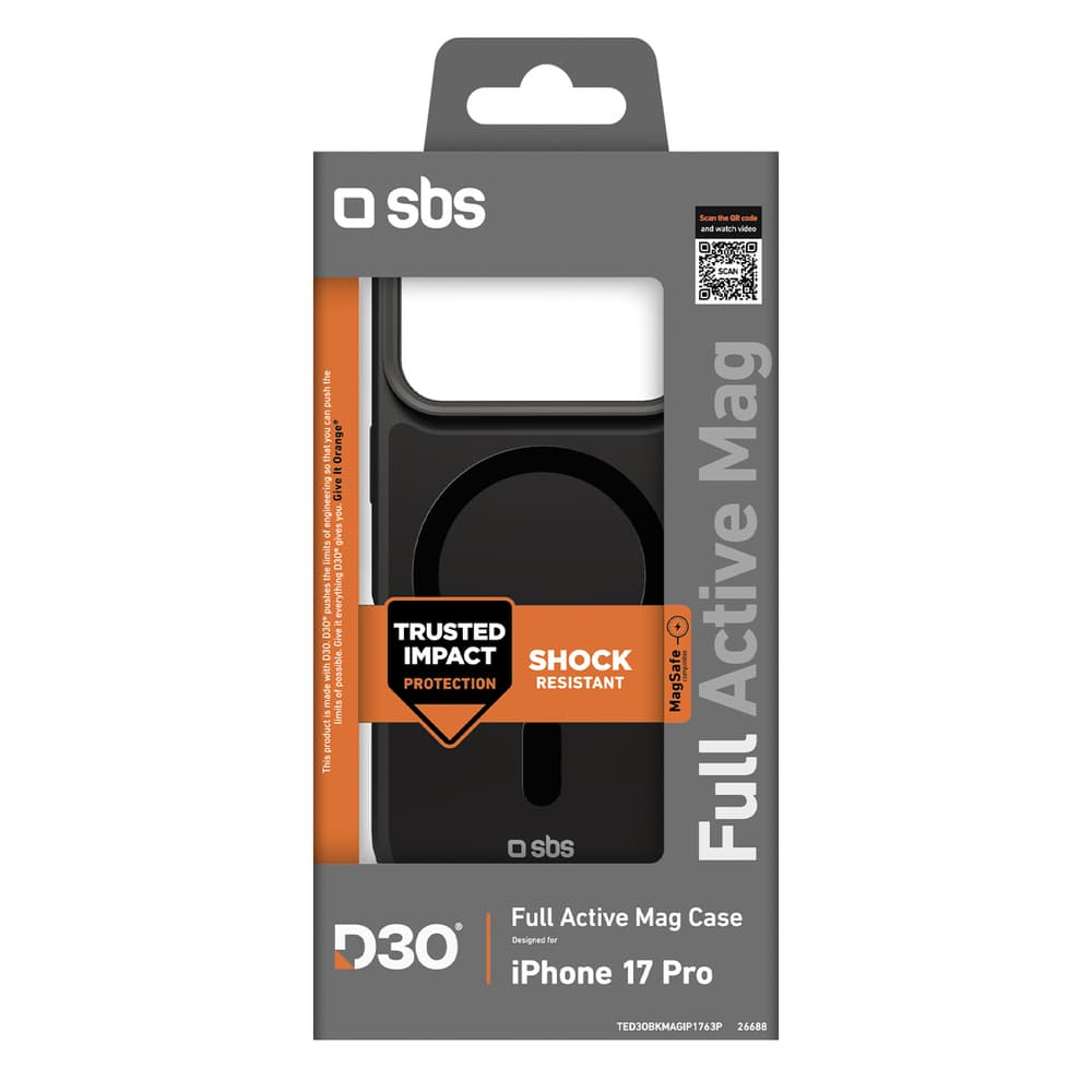 SBS Full Active Mag ovitek z D3O za iPhone 17 Pro, črn 2