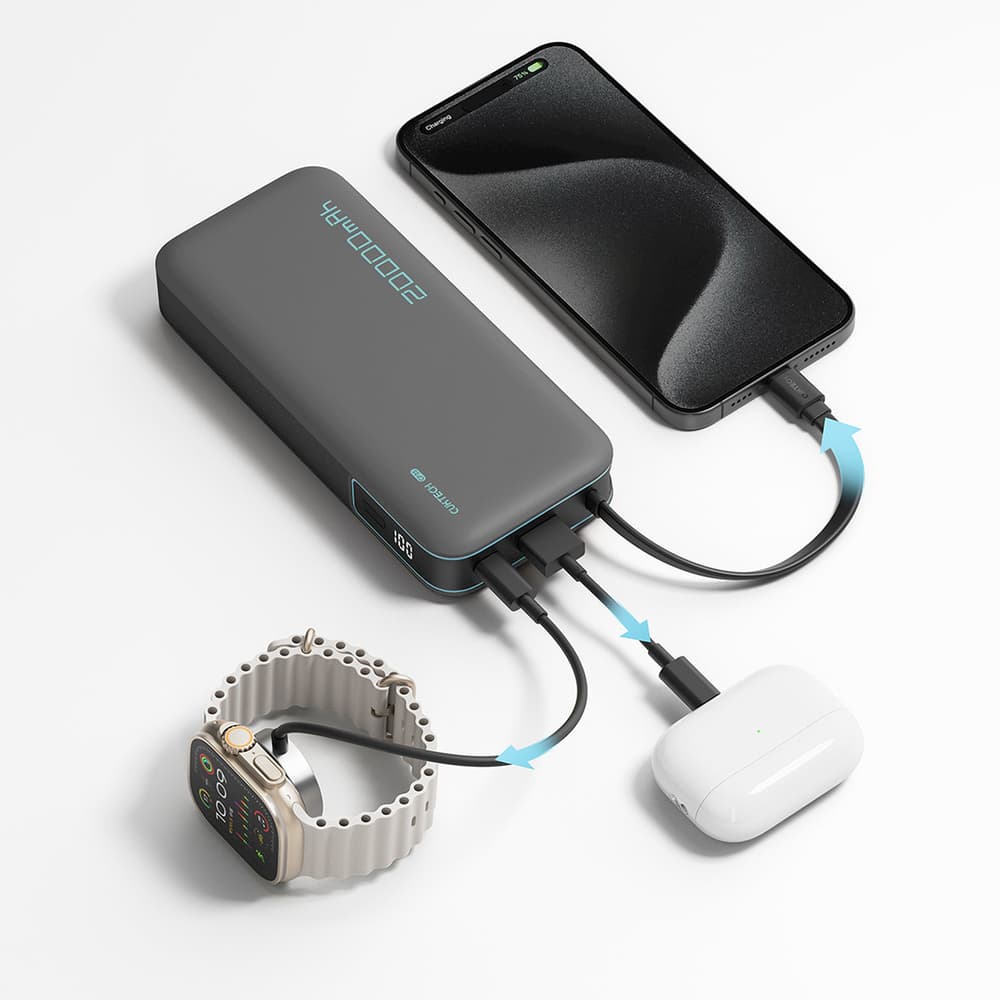 Cuktech 55W 20000mAh powerbank z vgrajenim USB-C kablom - bela 4