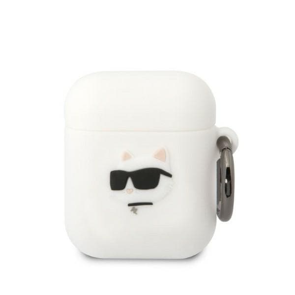 Karl Lagerfeld Silicone Choupette Head 3D ovitek za AirPods 1/2, bel