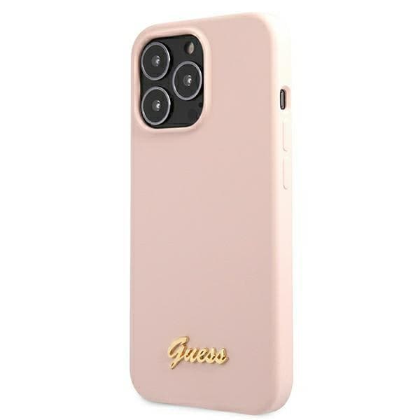 Ovitek Guess Silicone Script Gold Logo za iPhone 13 Pro Max 6.7" - svetlo roza 3