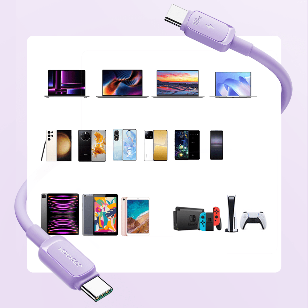 Joyroom A14 USB-C / USB-C 100W kabel 1.2m - vijoličen 6