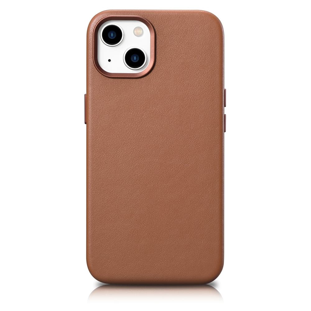 iCarer usnjen ovitek za iPhone 14 Plus, rjav (združljiv z MagSafe)