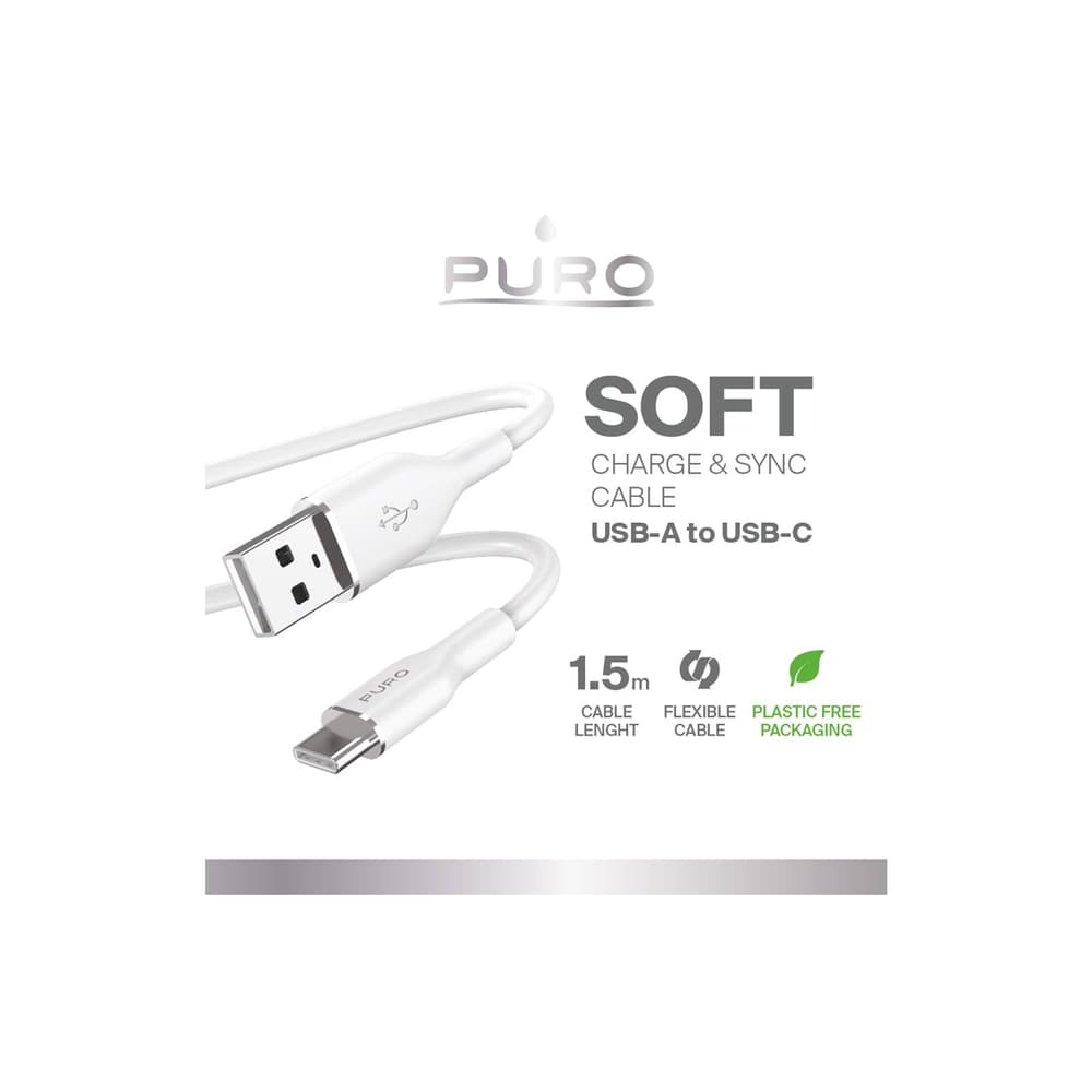 Puro Soft USB-A - USB-C kabel 1,5m - bel 2