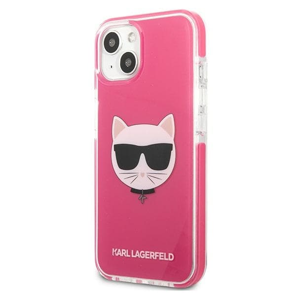 Karl Lagerfeld ovitek Choupette Head za iPhone 13 - fuksija 2
