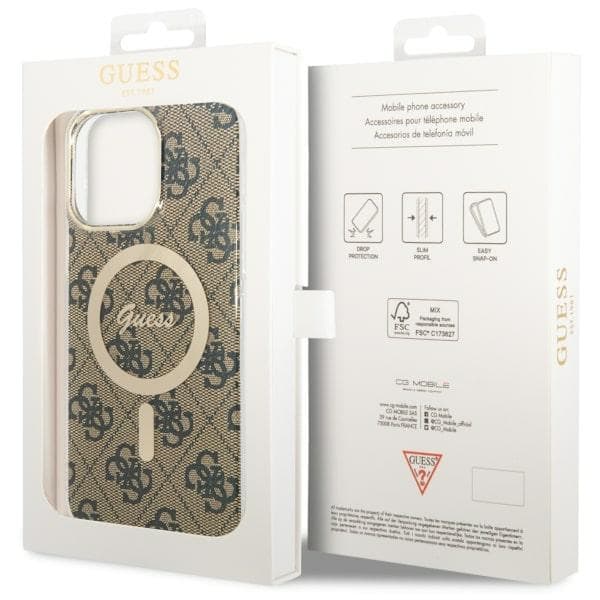 Ovitek Guess 4G MagSafe za iPhone 14 Pro Max, rjav 7