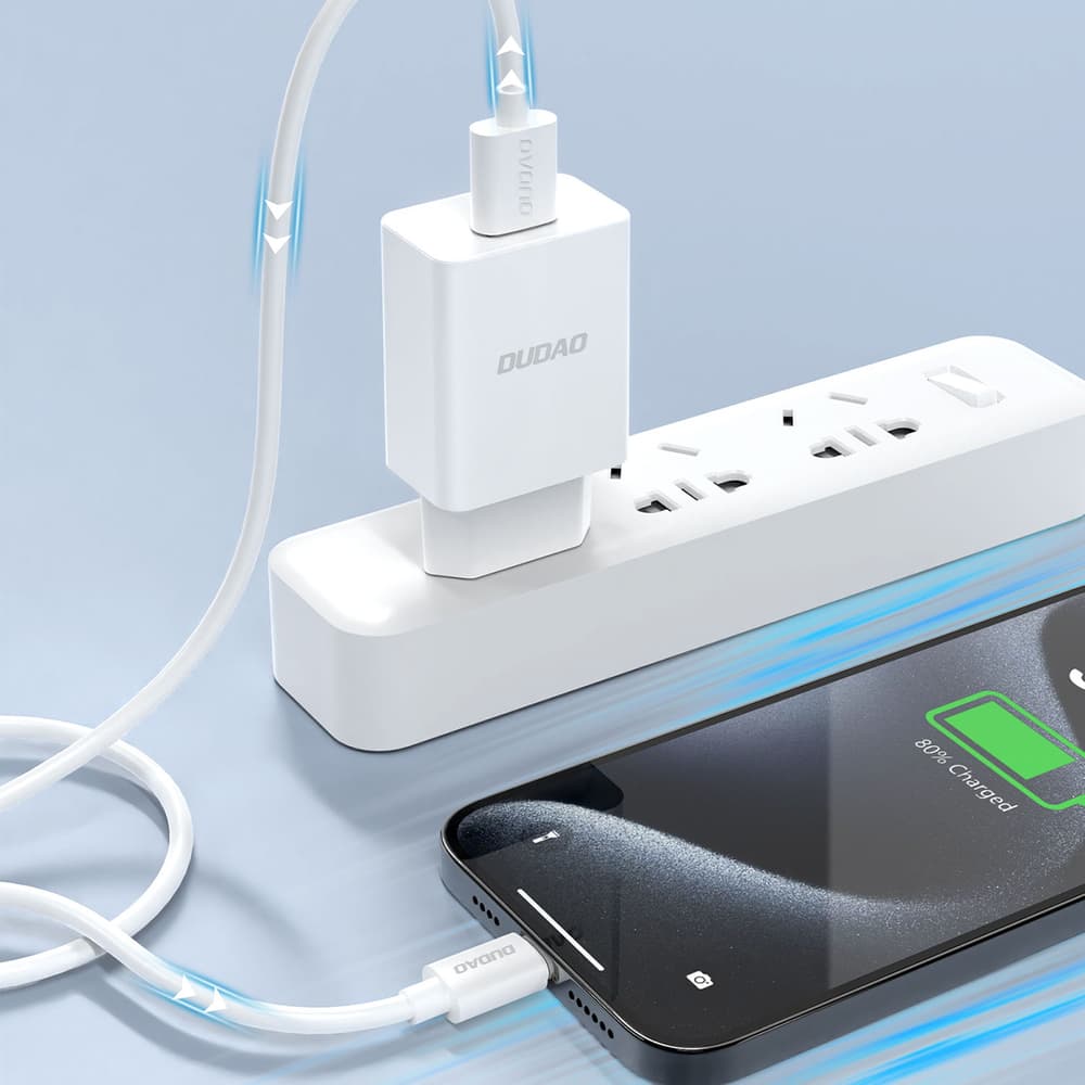 Dudao A4EU USB-A 2.1A omrežni polnilnik + USB-A na USB-C kabel - bel 5