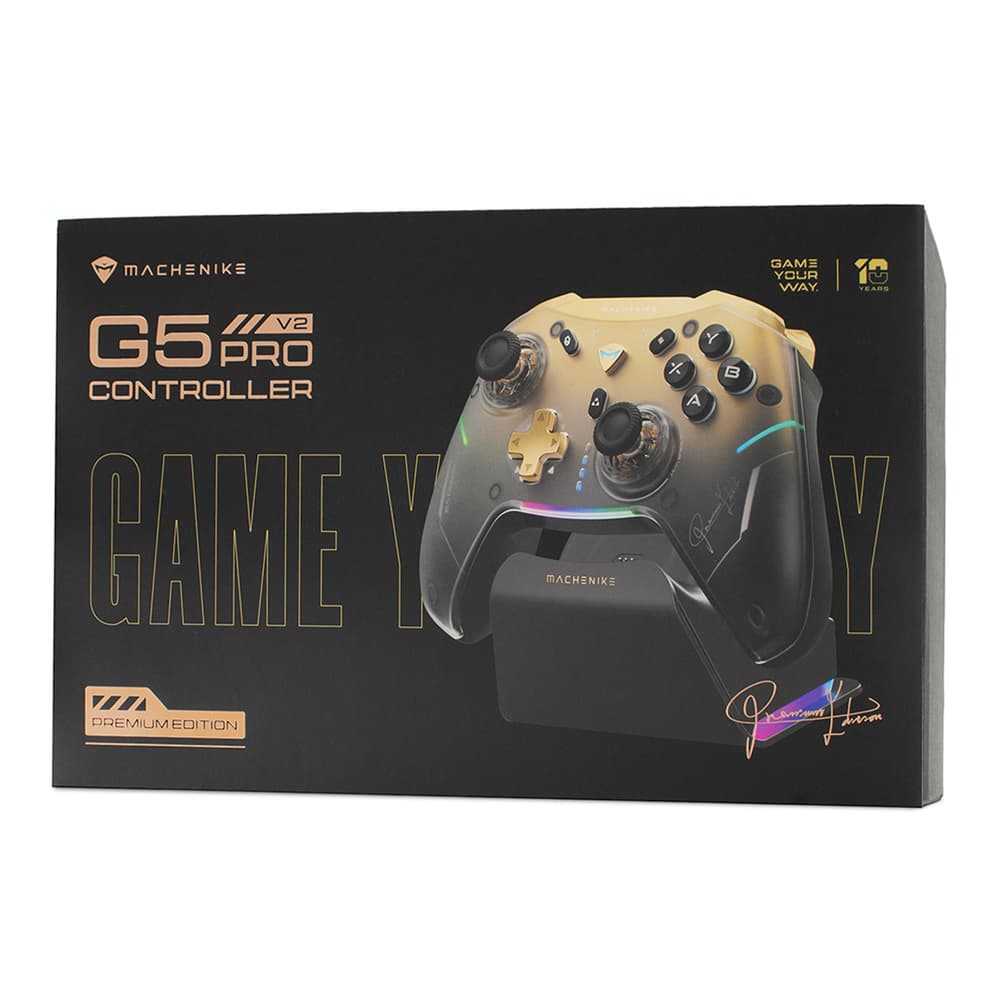 Machenike G5Pro Premium Edition Wireless Game Controller s polnilno postajo - črna in zlata 3