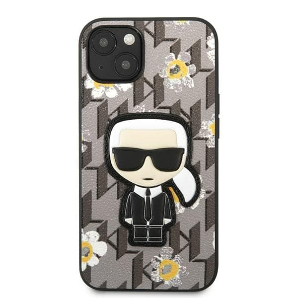 Karl Lagerfeld ovitek Flower Ikonik za iPhone 13, siv 3