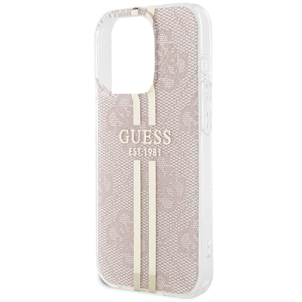 Ovitek Guess IML 4G Gold Stripe za iPhone 14 Pro Max - roza 6