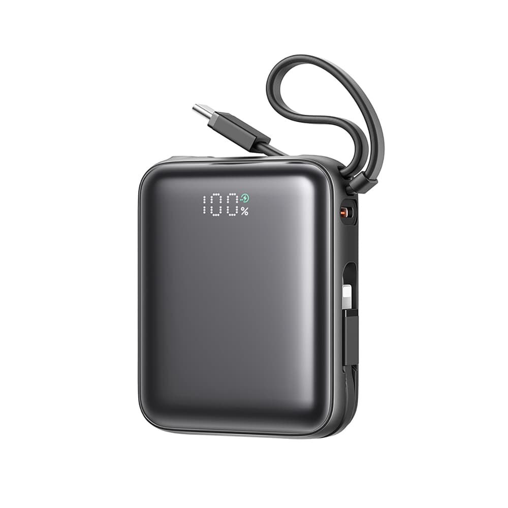 Joyroom JR-PBF27 Powerbank 10000mAh 22.5W z vgrajenima USB-C in Lightning kabloma (črn)