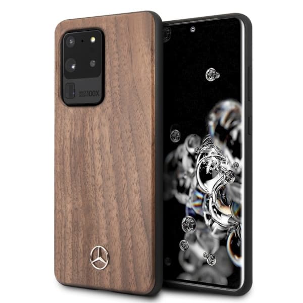 Ovitek Mercedes Wood Line Walnut za Samsung Galaxy S20 Ultra - rjav