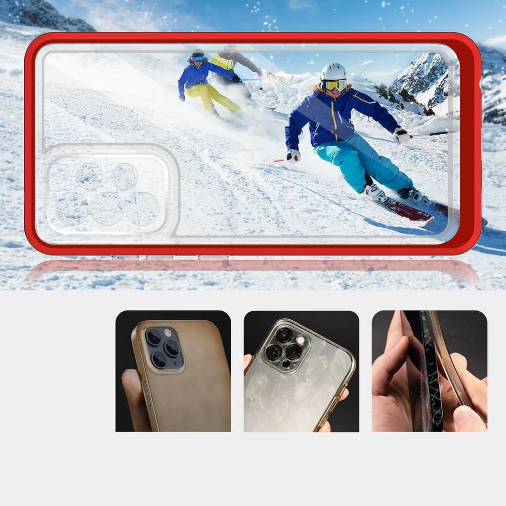 Hurtel Clear 3in1 ohišje za Samsung Galaxy A73, Rdeče 3