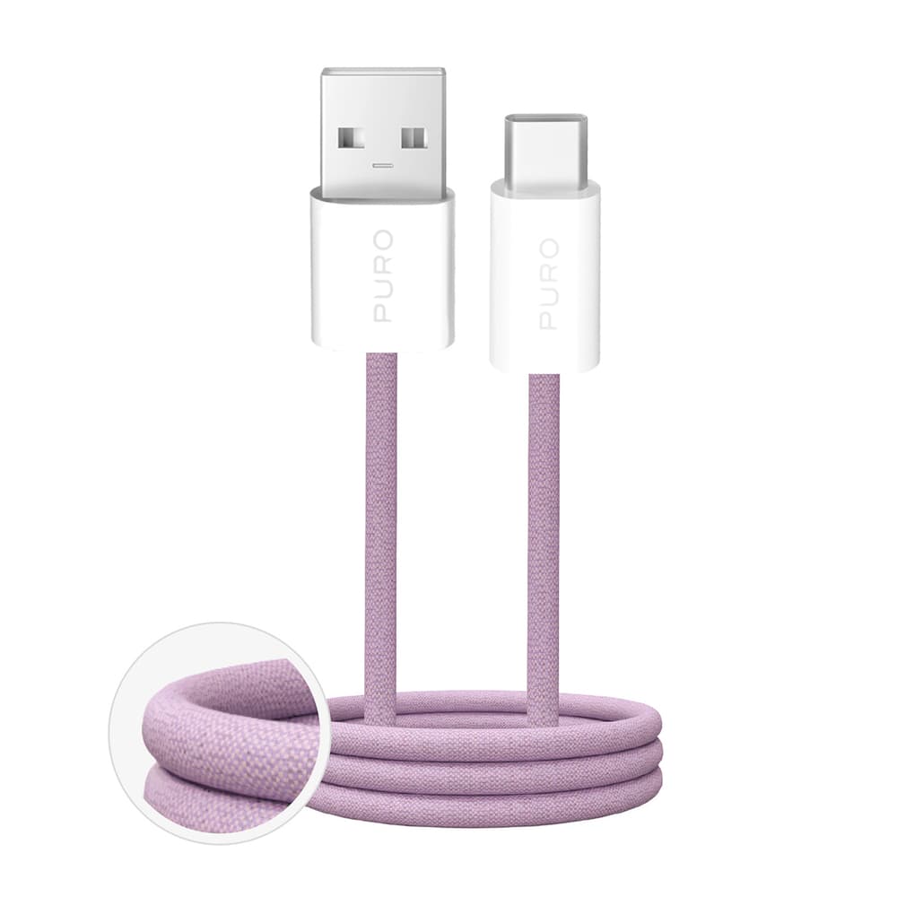 Puro Fabrik 2.0 kabel USB-A - USB-C, 1.5m, 10W, pleten - roza