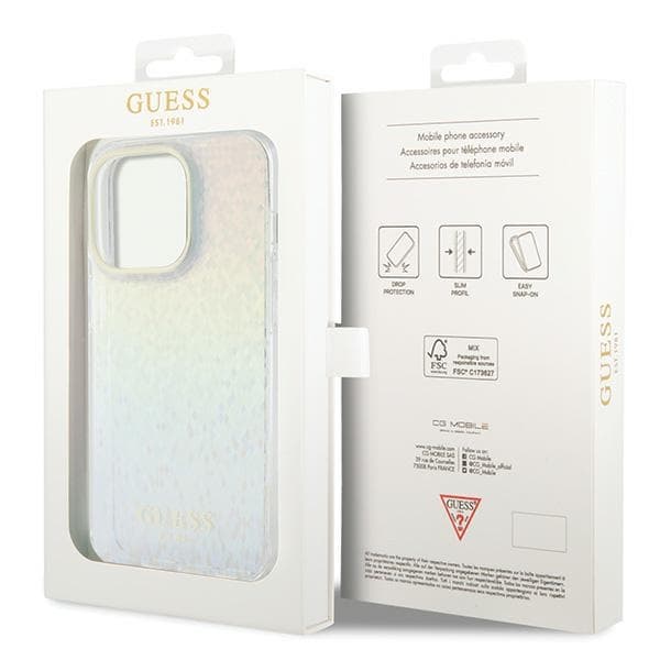 Guess ovitek IML Faceted Mirror Disco Iridescent za iPhone 14 Pro Max - večbarven 8
