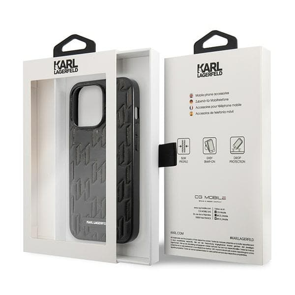 Ov. Karl Lagerfeld Monogram Plaque za iPhone 13/13 Pro - Črn 8
