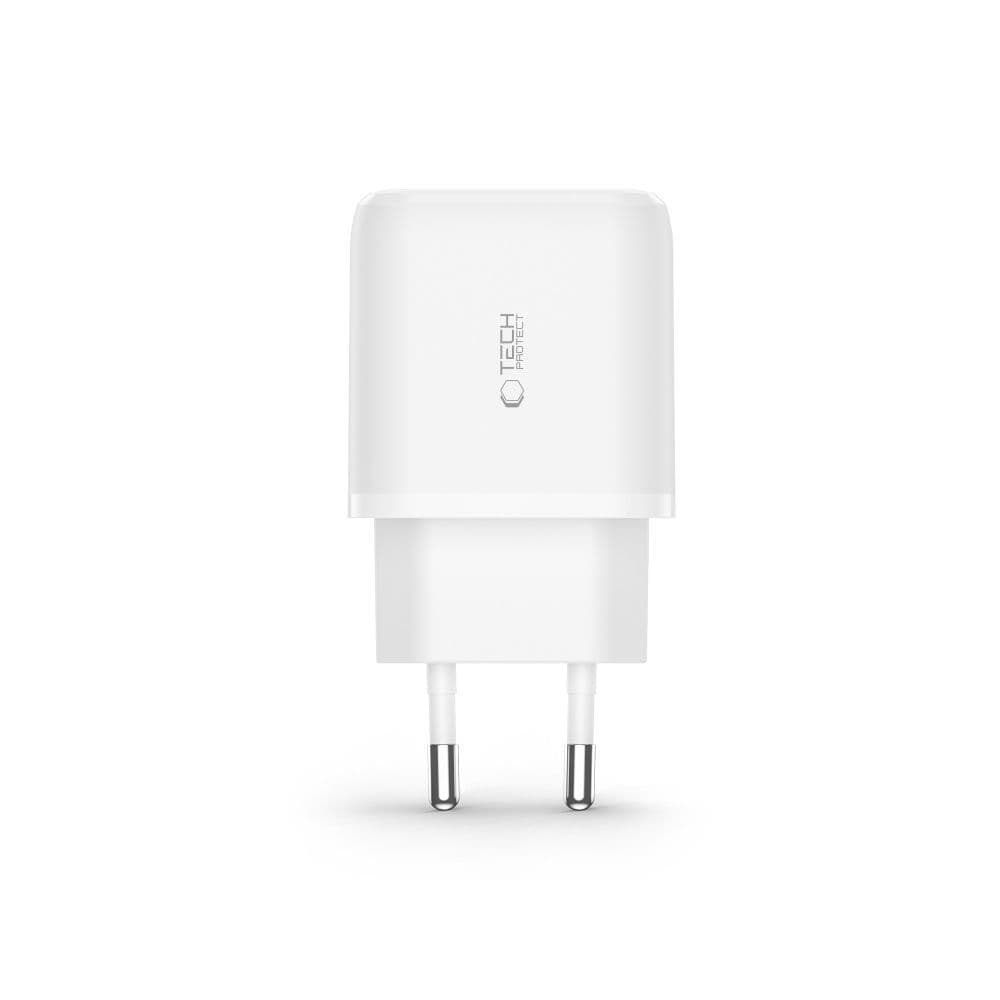 Tech-Protect C20W polnilnik USB-C PD 20W / USB-A QC 3.0 s kablom USB-C / Lightning - bel 3