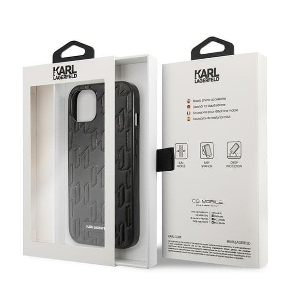 Ov. Karl Lagerfeld Monogram Plaque za iPhone 13 mini - Črn 7