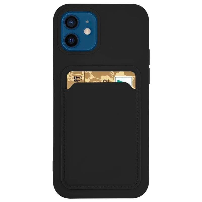 Silikonski etui Card Case z režo za kartico za Samsung Galaxy A42 5G - črn