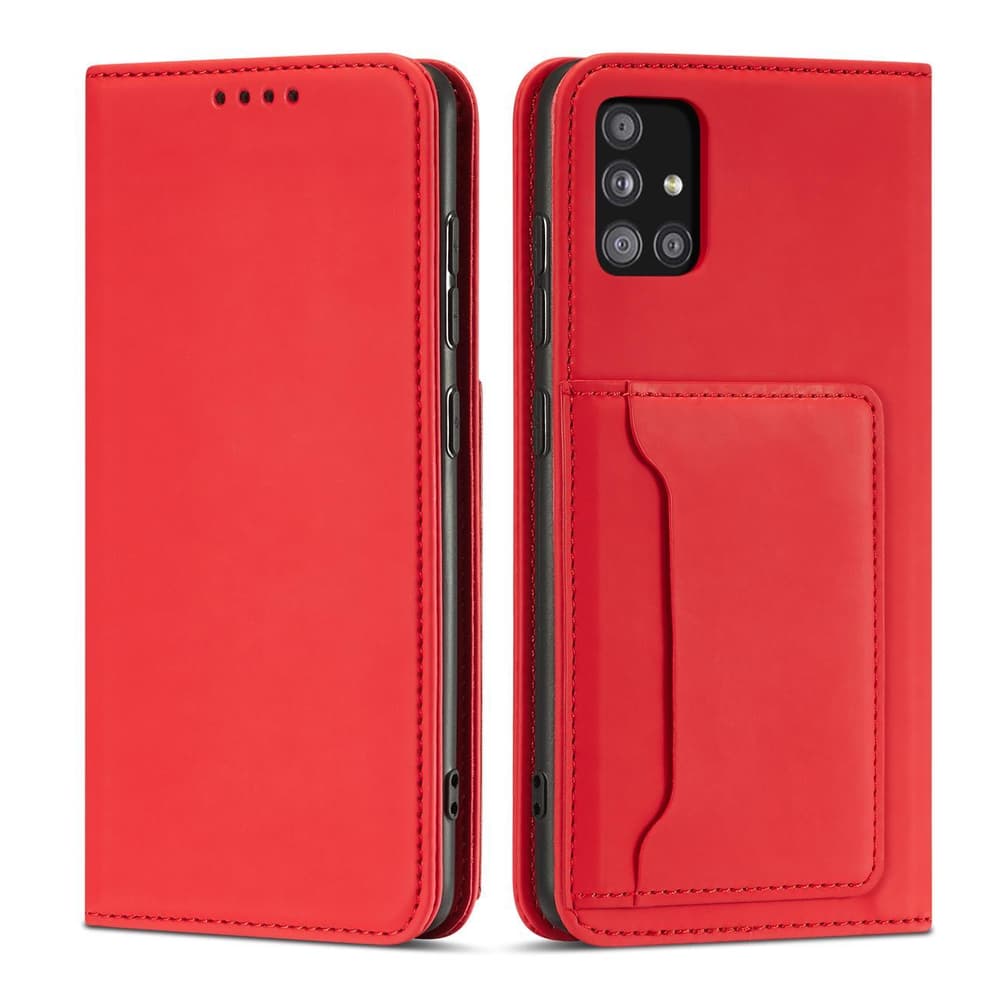 Hurtel Magnet Card ovitek za Samsung Galaxy A13 5G, etui, denarnica in stojalo, rdeč