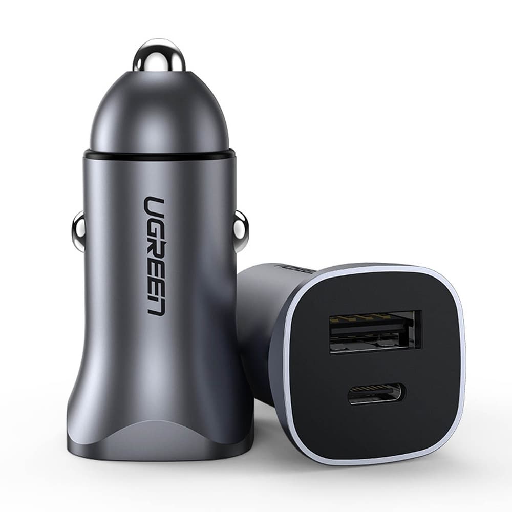 Avtomobilski polnilnik Ugreen CD130 USB-A / USB-C 30W - siv