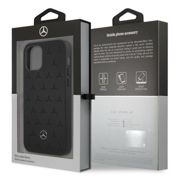 Ovitek Mercedes usnjen Stars Pattern za iPhone 12 Pro Max - črn 8