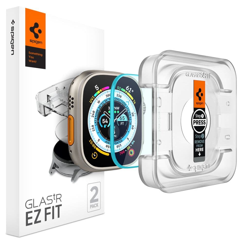 Spigen Glas.tR EZ Fit kaljeno steklo za Apple Watch Ultra/Ultra 2 (49mm) - 2 kosa