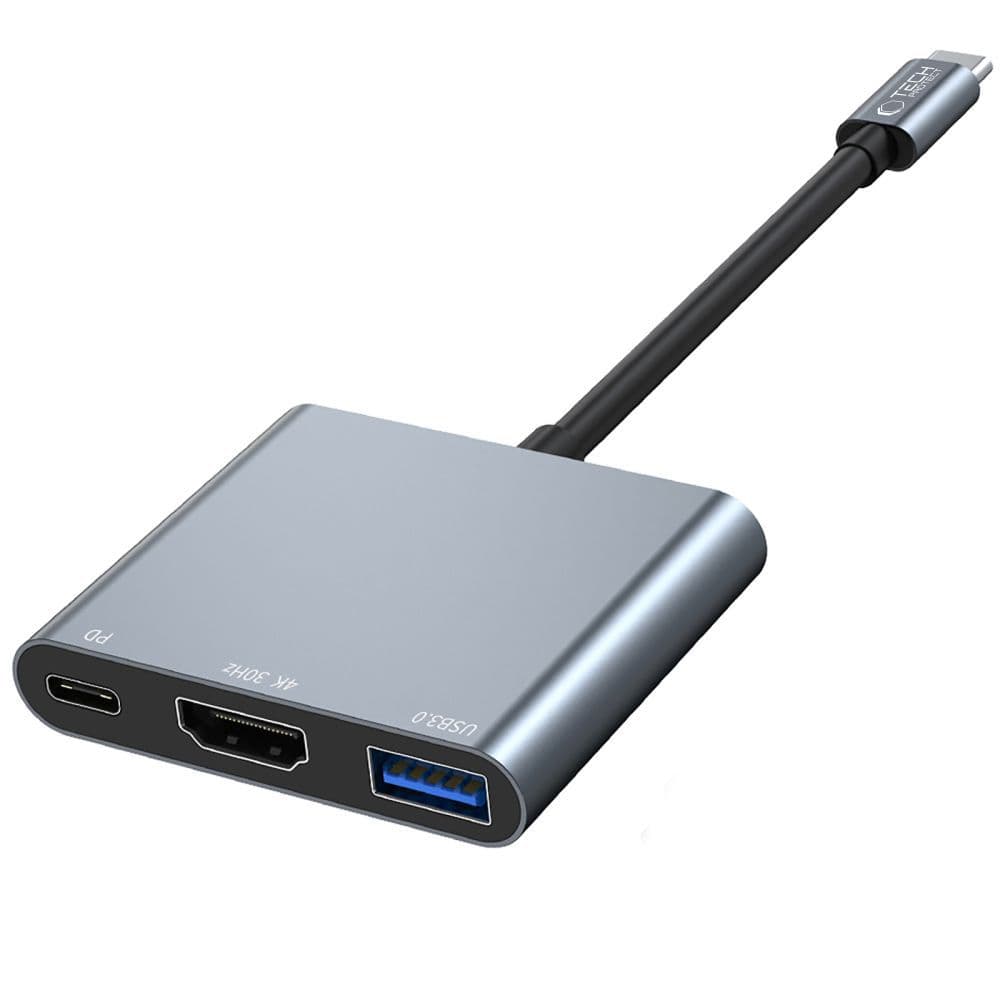 USB-C HUB Tech-Protect V1 3v1 (USB-A 3.0 / USB-C PD 100W / HDMI 4K) - siv 2