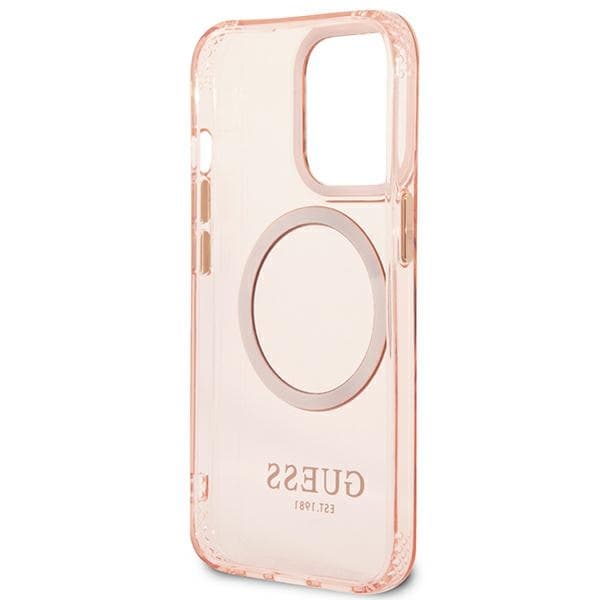 Guess Gold Outline Translucent MagSafe etui za iPhone 13 Pro Max - roza 7