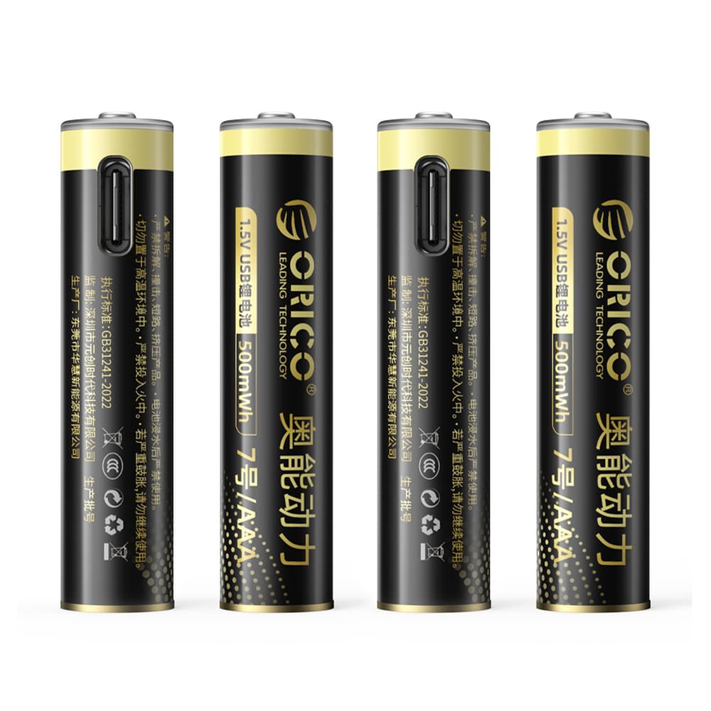 Orico Ener-G EG7C AAA Li-Ion baterija 1.5V 500mAh, USB-C polnilna s kablom, 4 kom