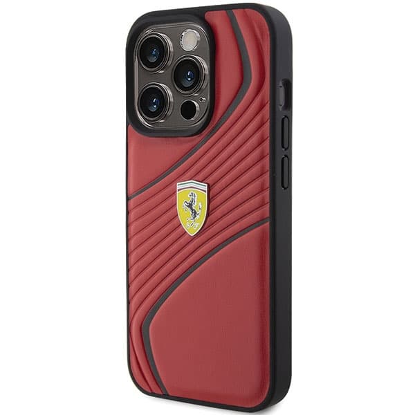 Etui Ferrari Twist Metal Logo za iPhone 15 Pro - rdeča 2