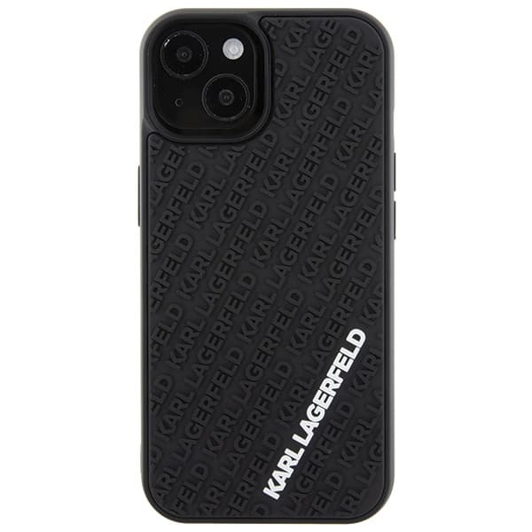 Karl Lagerfeld ovitek za iPhone 15, 3D Rubber Multi Logo, črn 3